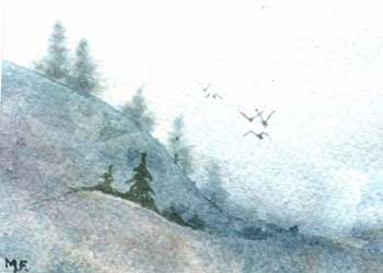 "Mystic Mountain" by Mickey Fielitz, Lake Geneva WI - Watercolor